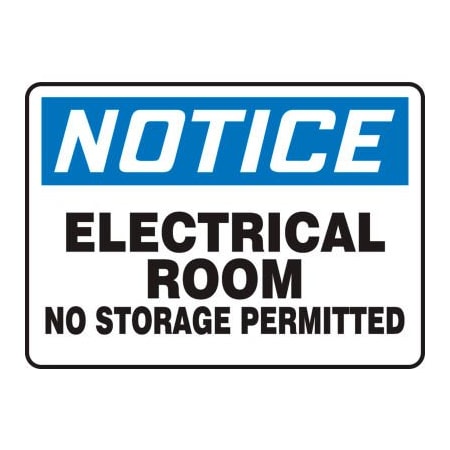 Accuform Accuform Notice Sign, Electrical Room No Storage Permitted, 10inW x 7inH, Aluminum MELC801VA
